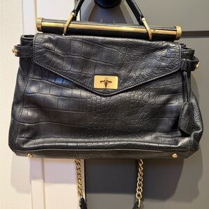 BCBGMAXAZRIA Black Crocodile-Embossed Handbag